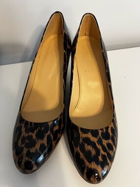J. Crew Leopard-Print Patent Wedgr